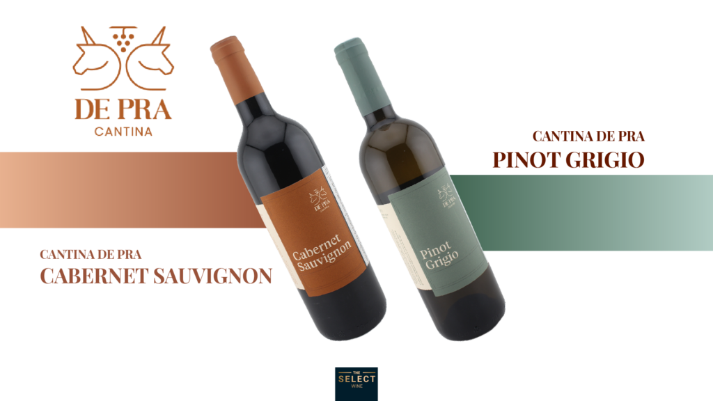 Cantina de pra Cabernet Sauvignon wine and pinot grigio wine from italy side to side selected by The Select Wine