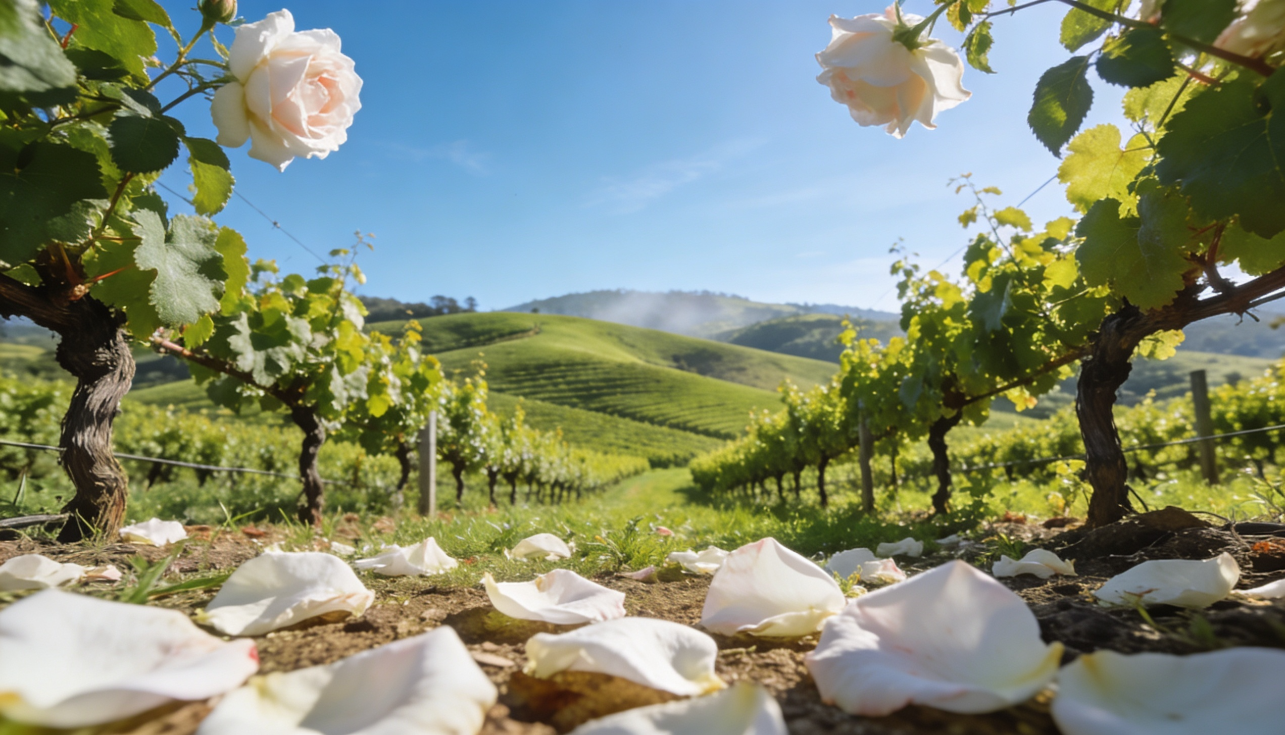 Sun-drenched rolling vineyard hills of Milton Park in South Australia